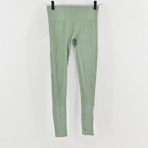 Gymshark Womens Seamless Leggings Size XS Sage Green Ribbed Athletic Gym Workout